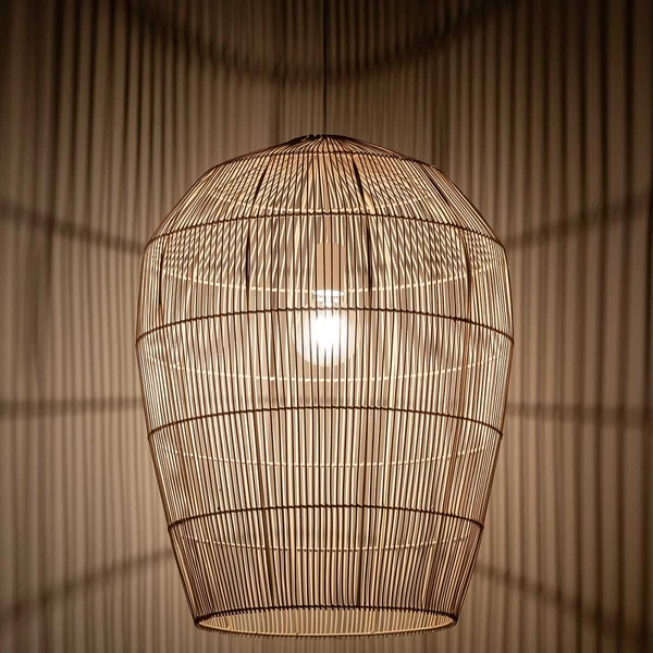 Wisząca lampa Haiti 11165 kosz japandi cage drewniana bambusowa biała