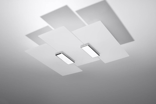 Plafon LAMPA sufitowa SL.0198 szklana OPRAWA prostokąty chrom biała