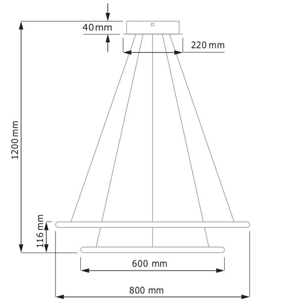 Wisząca LAMPA rings SLIM/000063/3000/B MDECO metalowa OPRAWA zwis LED 71W 3000K do biura czarny