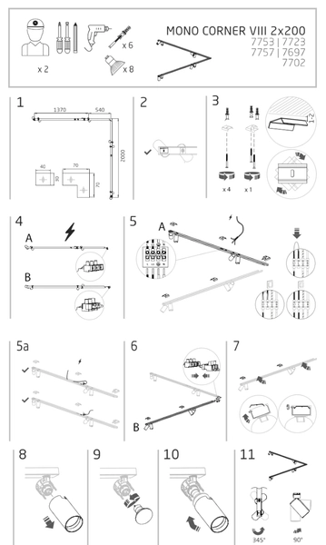 Przysufitowa listwa salonowa Mono 7697 regulowane reflektorki białe