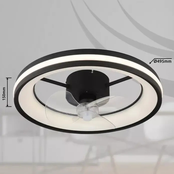 Okrągły lampowentylator GATIAN 3651 Globo LED 30W 2700-6500K czarny biały