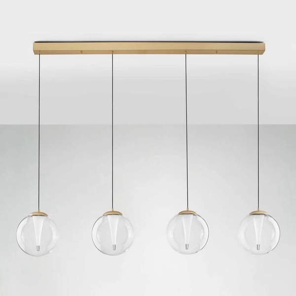 Wisząca lampa na belce HUALMAY LE44833 LED 25W 3000K bubbles przezroczysta złota