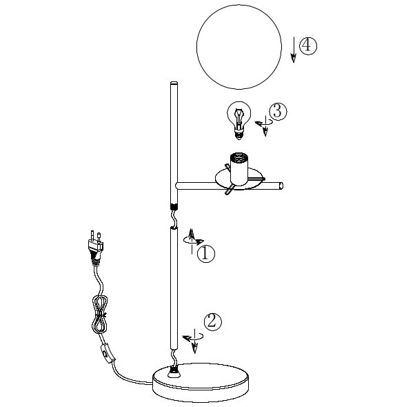 Stojąca LAMPA stołowa PURE 502000108 Trio modernistyczna LAMPKA szklana kula mosiądz biała