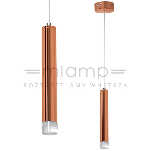 LAMPA wisząca COPPER ML984 Milagro metalowa OPRAWA zwis LED 5W 4000K tuba sopel miedziany