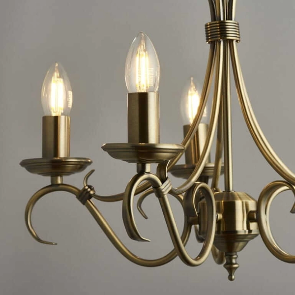 Wielopunktowa lampa zwisająca Bernice 2030-5AN Endon klasyczna mosiądz