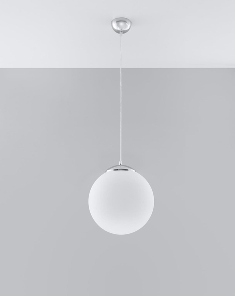 Szklana LAMPA wisząca SL.0264 OPRAWA zwis kula ball biała