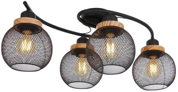 Lampa nasufitowa Pablo 15663-4D loftowa czarna drewniana