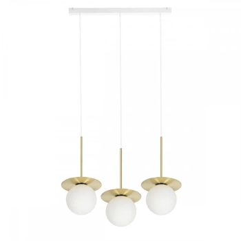 Zwisająca lampa kulista Borra BRB331PL szklana mosiądz białe