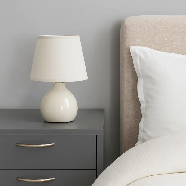 Ceramiczna lampa nocna Ingrid 74076 do czytania abażur beżowy