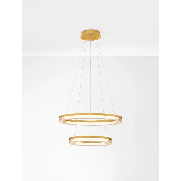 Metalowa lampa wisząca LANTELVO LE45393 LED 47W 2700-4000K ringi złote