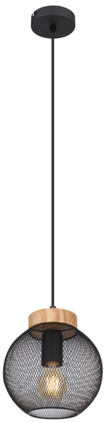 Wisząca lampa Pablo 15663H okrągła czarna drewniana