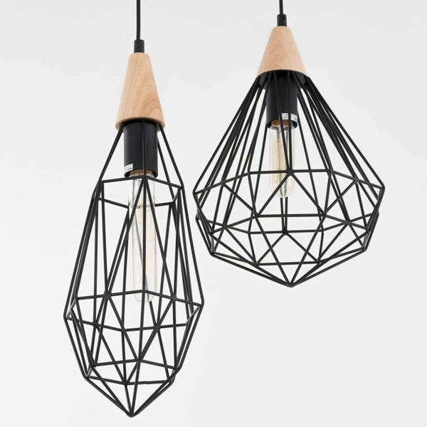LAMPA wisząca MAELLE MDM-2591/3 BK Italux metalowa OPRAWA druciana hygge ZWIS kaskada geometryczna czarna