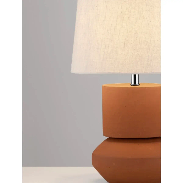 Geometryczna lampa stołowa VILESTO LE45289 do sypialni brązowa beżowa