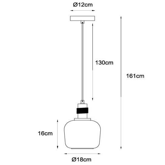 Wisząca lampa Ilona 45408/18/62 szklana czarny bursztynowy