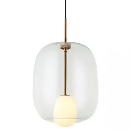 Owalna lampa wisząca 22057 szklana kula przezroczysty złoty