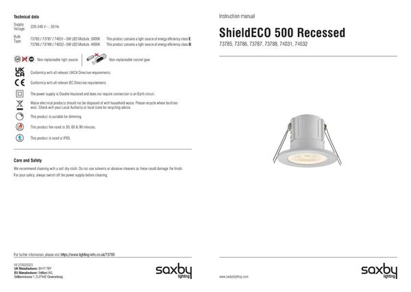 Oczko sufitowe ShieldECO 73785 Saxby LED 4W 3000K IP65 biała