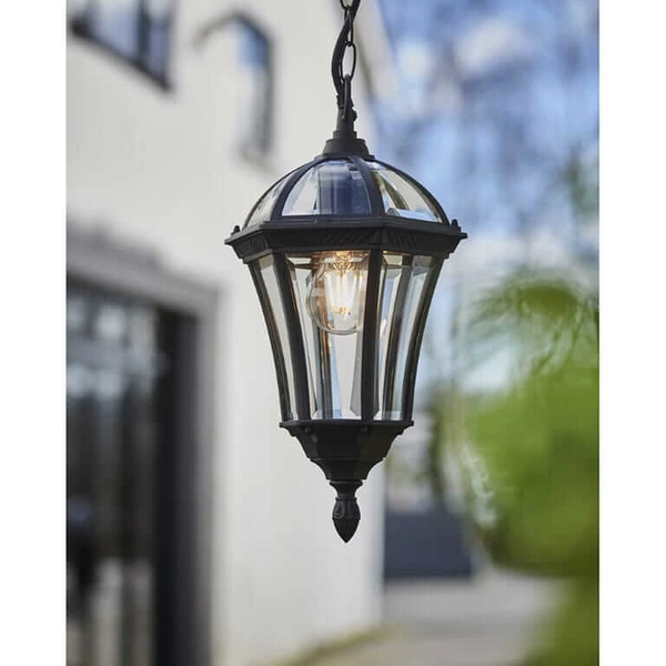 Lampa wisząca latarnia Drayton YG-3503 Endon IP44 przezroczysty czarny