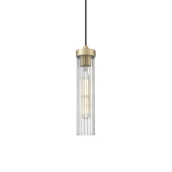 Lampa wisząca art deco QUINCY czarna mosiężna szklana metalowa E27 do kuchni P01835BR