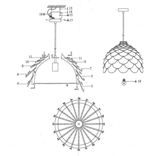 LAMPA wisząca BURGO LP-101335/1P L Light Prestige ananas boho drewno