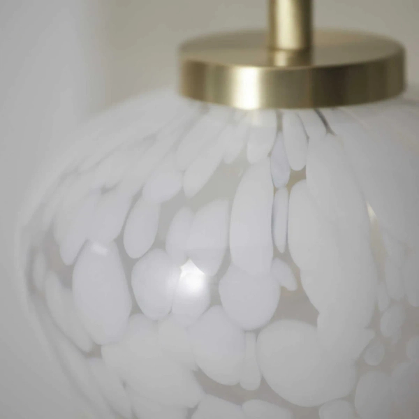 Stołowa lampka glamour  L&-198817 metalowa szklana biała mosiądz