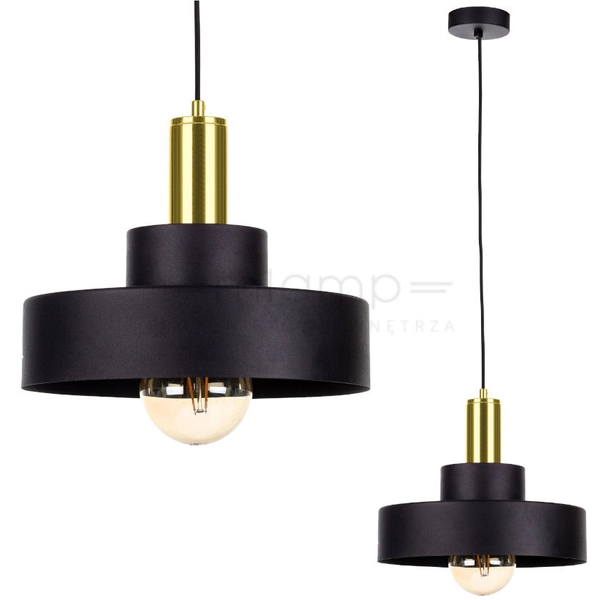 Loftowa LAMPA wisząca KET895 okrągła OPRAWA metalowy zwis czarny złoty