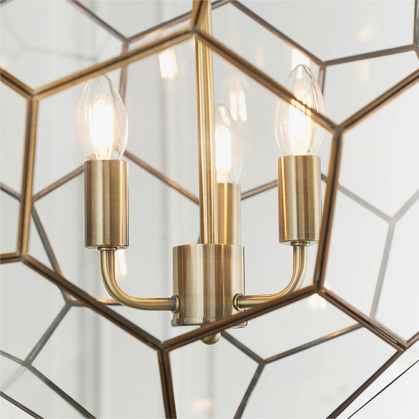 Geometryczna lampa wisząca Miele 73560 Endon szkło metal mosiądz transparentny