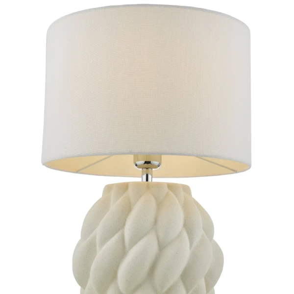 Nocna lampka z abażurem Idonia IDO422 do sypialni tkaninowa biały