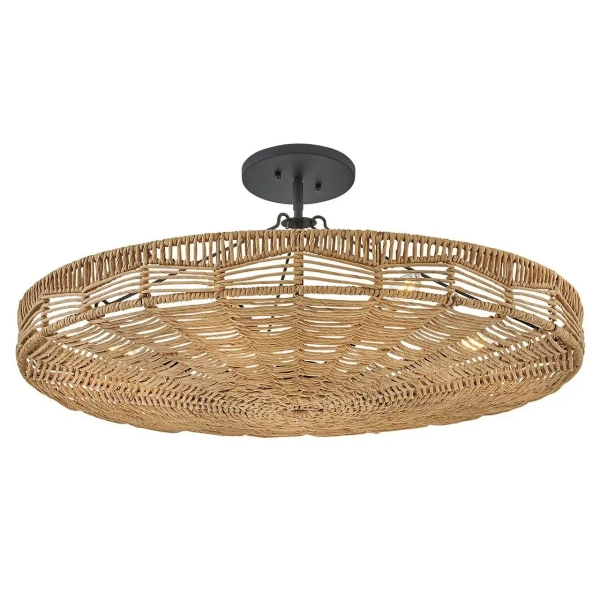 Wisząca lampa nad wyspę Ophelia QN-OPHELIA-6P-BK-CAM rattan brązowy