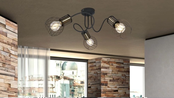 Nasufitowa lampa loft Argusto 54013-3 sticks czarna złota