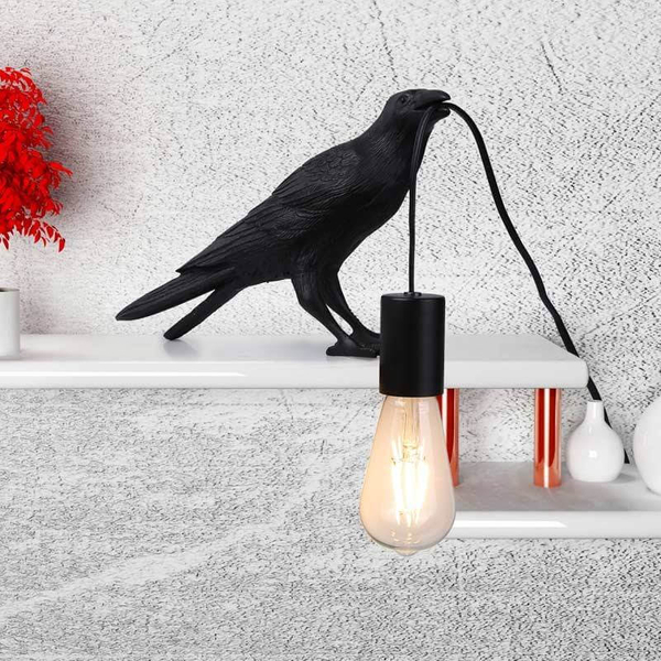 Stołowa lampka kruk Raven ABR-KARD-K dekoracyjna Abruzzo czarny