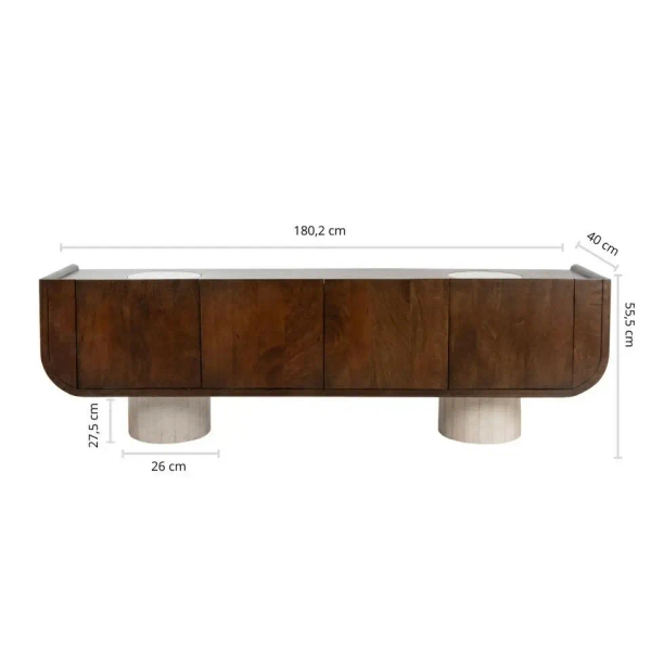 Szafka RTV PAGODA MM001501100410 brązowa beżowa drewno dekor marmuru 180cm