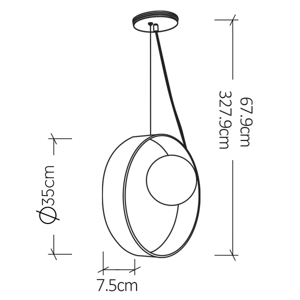 Okrągła lampa wisząca Sfera QN-SFERA-1P-TEAK szklana kula brązowy biały