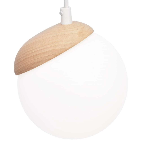 Skandynawska LAMPA wisząca SFERA WOOD MLP5424 Milagro szklana OPRAWA loftowy ZWIS kula ball biała drewno
