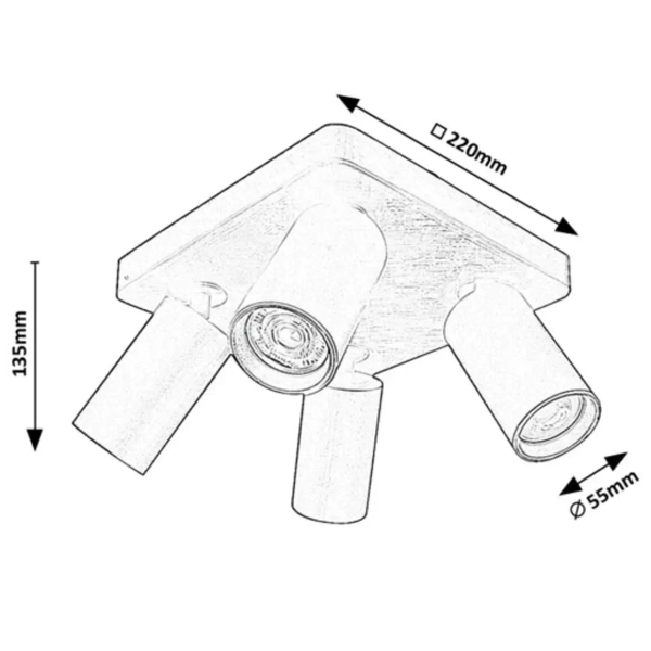 Plafon sufitowy punktowy Yorli 73088 kwadrat spoty tubki biały