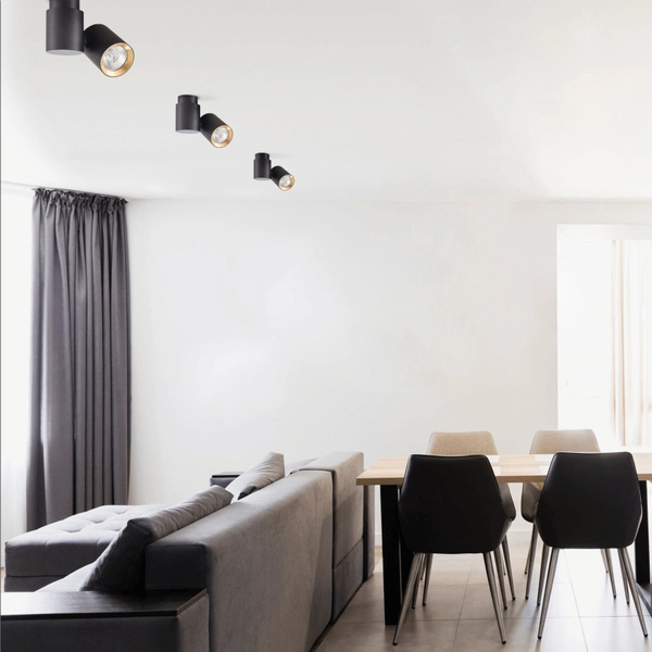 LAMPA sufitowa BOSTON LP-741/1W BK/GD Light Prestige metalowa OPRAWA regulowana czarna