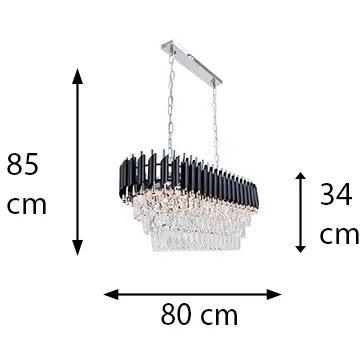 Kryształowa lampa wisząca TOLEDO 6260/8 8C BL czarny chrom przezroczysty