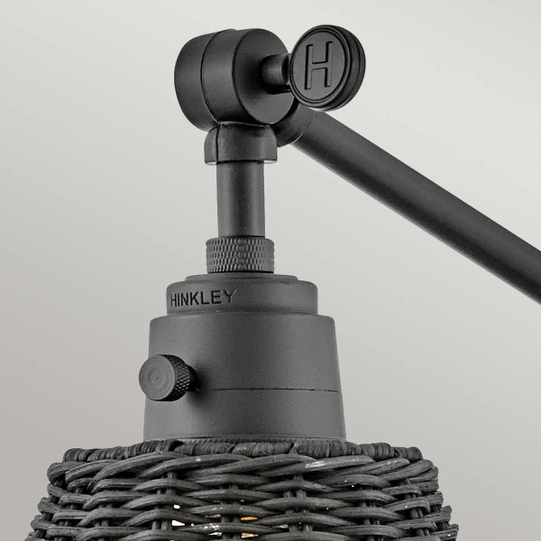 Naturalny kinkiet Arti HK-ARTI-1W-BK-BR rattan czarny mosiądz