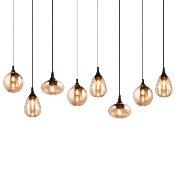 Kaskadowa lampa wisząca na listwie VESTARI DL813317000 czarna bursztynowa