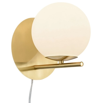 Loftowa LAMPA ścienna PURE  202000108 Trio szklana OPRAWA kinkiet kula mosiądz biała