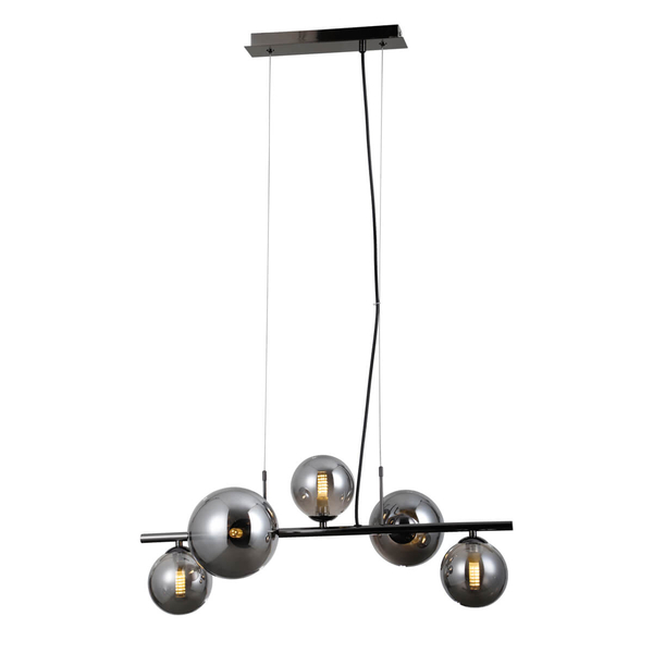 Molekułowa lampa wisząca Canello PND-406007-5A-BCR Italux metal szkło czarny chrom