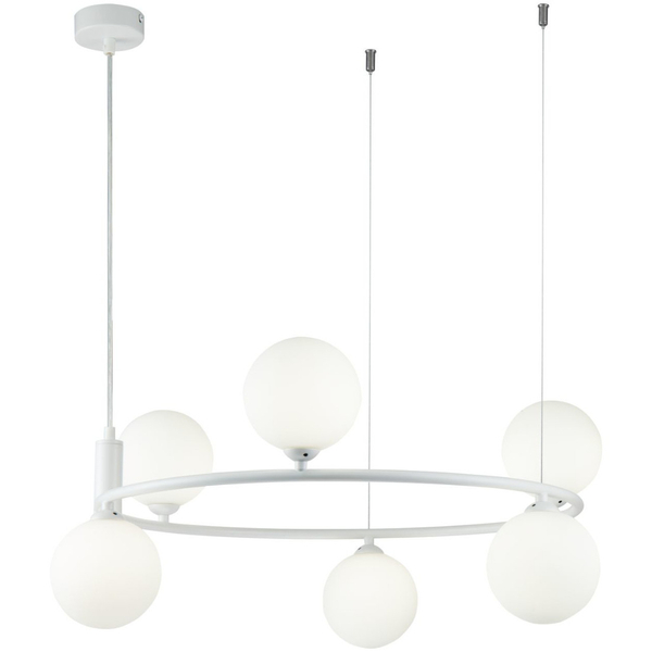 LAMPA wisząca RING MOD013PL-06W Maytoni modernistyczna OPRAWA metalowy ZWIS kule balls białe