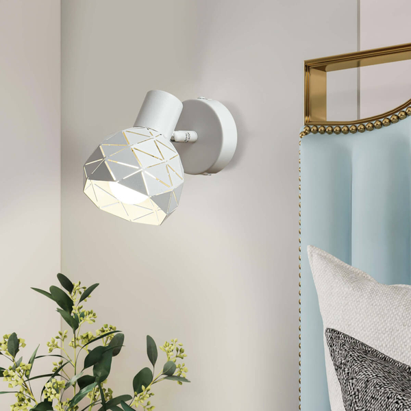 Geometryczna LAMPA ścienna REUS LP-8069/1WS WH Light Prestige metalowa OPRAWA regulowany kinkiet biały