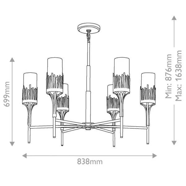 Żyrandol zwisający nad łóżko Sawgrass QN-SAWGRASS-6-DG-O do sypialni złoty