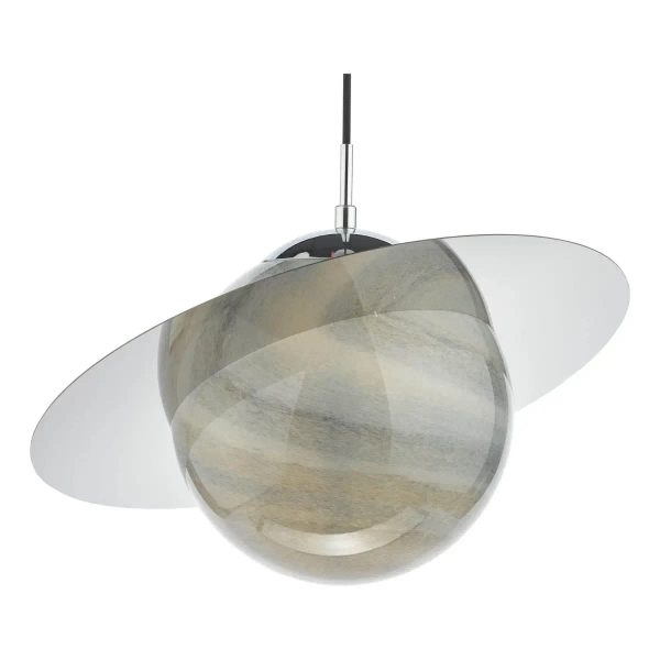 Dziecięca lampa wisząca Saturn SAT0150 planeta okrągła chrom