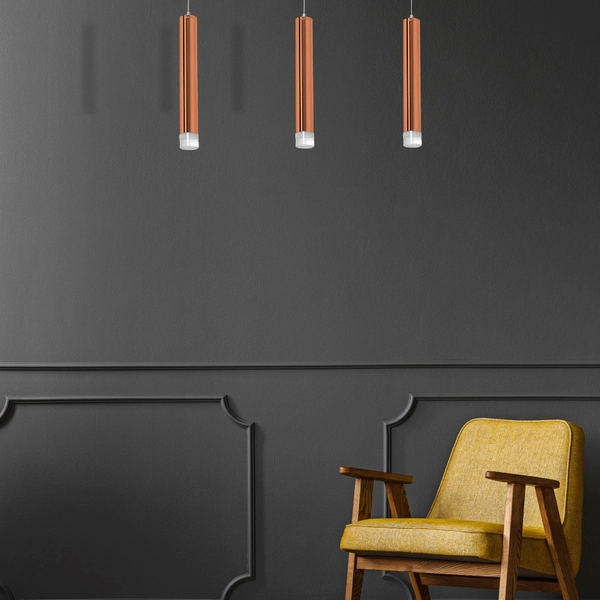 LAMPA wisząca COPPER ML985 Milagro metalowa OPRAWA zwis LED 15W 4000K listwa sufitowa miedziany