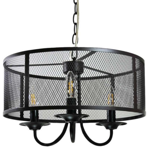 LAMPA wisząca SOHO 310866 Polux okrągła OPRAWA zwis na łańcuchu siatka loft czarna