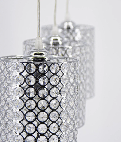 Wisząca lampa sypialniana 5010/3 8C kryształowa chrom