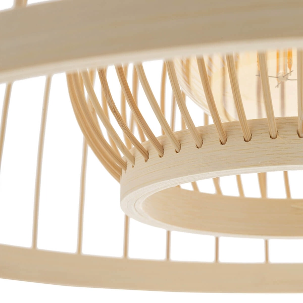 Lampa zwisająca Krabi 11158 japandi bambusowa miska cage metalowa biała