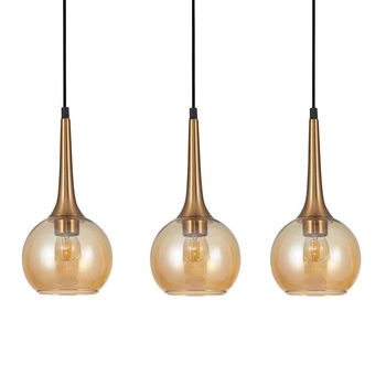 Potrójna lampa zwis Favera PND-42361-3-BRO-AMB Italux bursztynowy brąz antyczny
