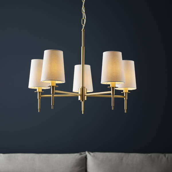 Lampa zwisowa z abażurami L&-199458 Light& metalowa biała złota